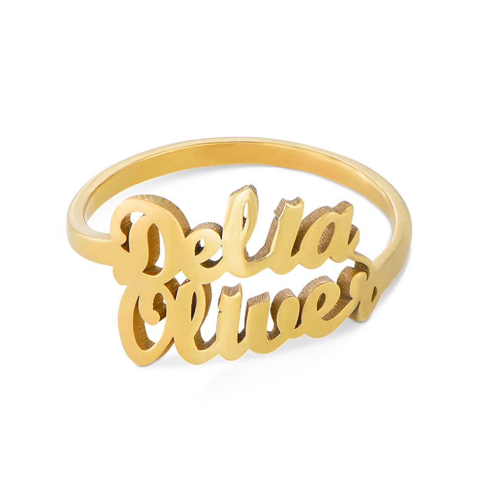 Script Ring mit zwei Namen - Gold-Vermeil-2 Produktfoto