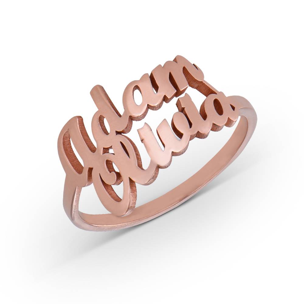 Script Ring mit zwei Namen - rosévergoldetes Sterlingsilber-1 Produktfoto