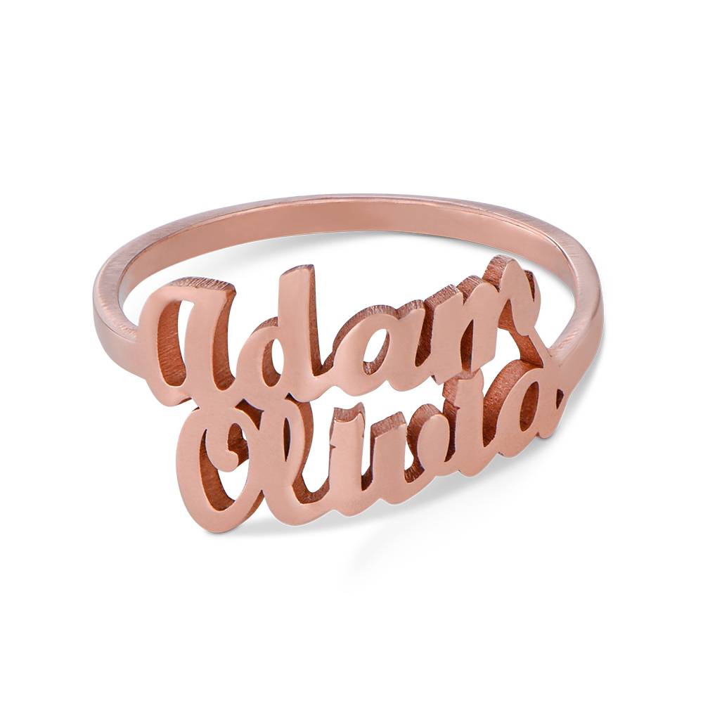 Script Ring mit zwei Namen - rosévergoldetes Sterlingsilber-4 Produktfoto
