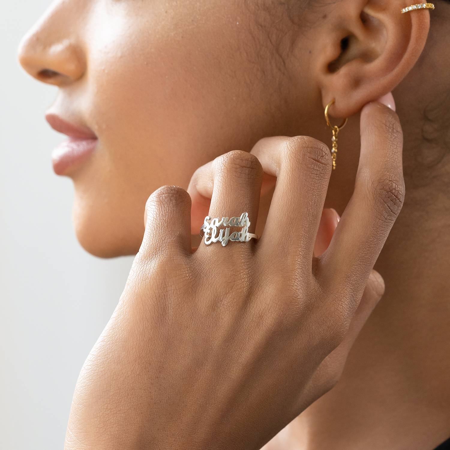 Script Ring mit zwei Namen - 925er Sterlingsilber-4 Produktfoto