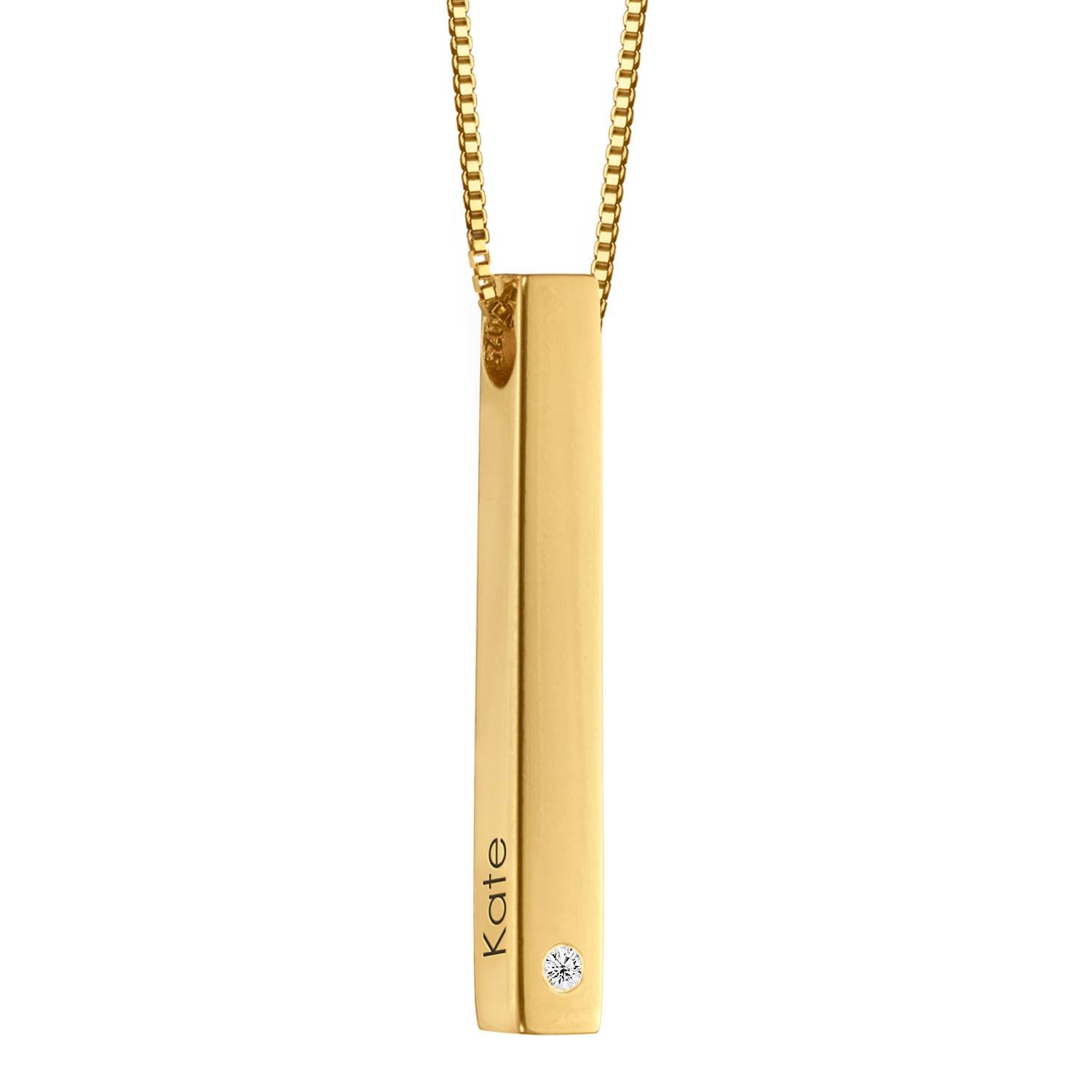 Totem 3D-Barrenkette mit Labordiamant - Gold-Vermeil-5 Produktfoto