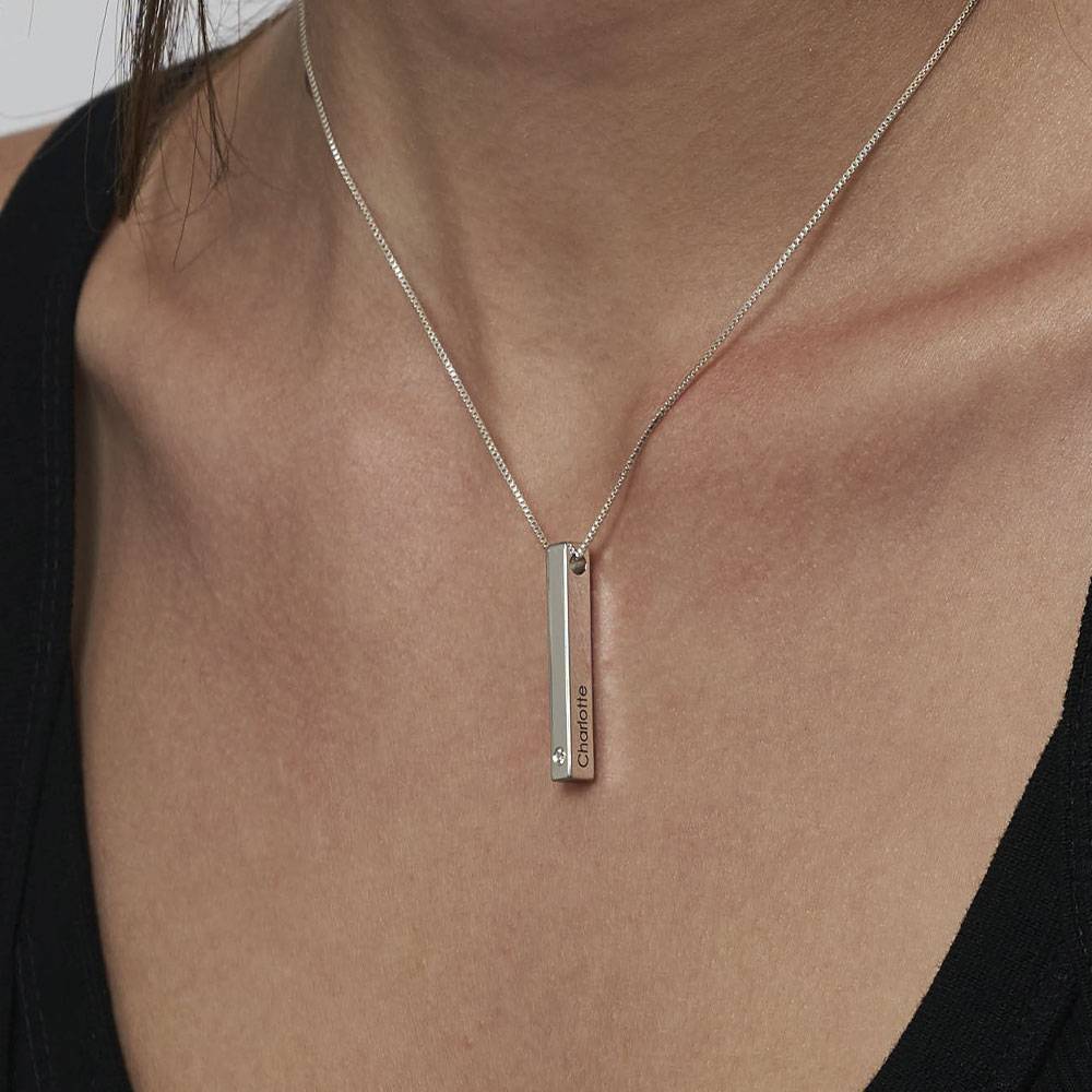 Totem 3D-Barrenkette mit Labor Diamant - 925er Sterlingsilber-2 Produktfoto
