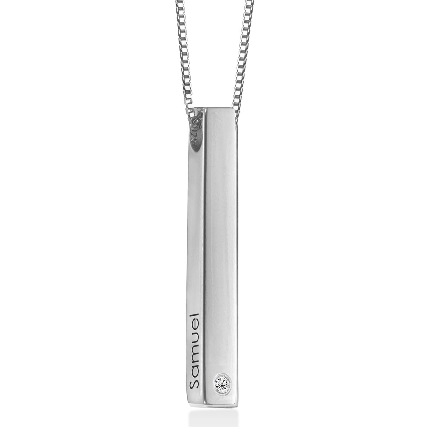 Totem 3D-Barrenkette mit Labor Diamant - 925er Sterlingsilber-5 Produktfoto