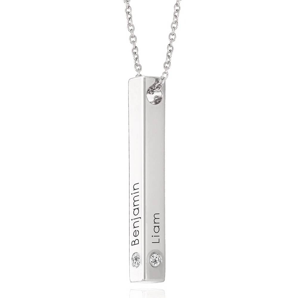Totem 3D-Barrenkette mit Diamanten - Silber-1 Produktfoto