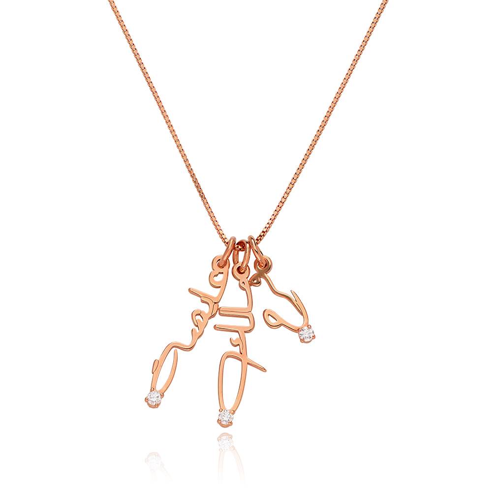 Arabische vertikale Namenskette mit Diamant - rosévergoldetes Sterlingsilber-2 Arabische vertikale Namenskette mit Diamant - rosévergoldetes Sterlingsilber-2 Produktfoto