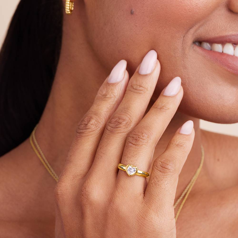 Ewigkeitsring mit Zirkonia-Herzstein - Gold-Vermeil-8 Produktfoto
