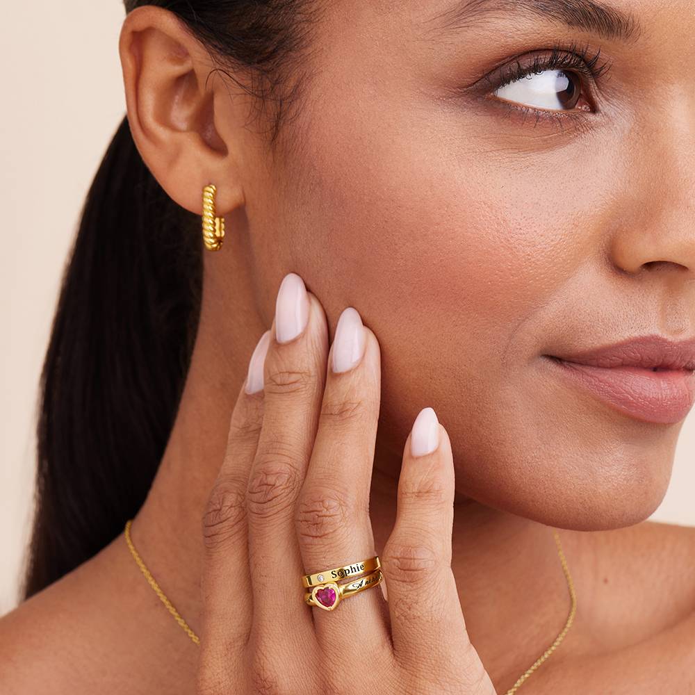 Ewigkeitsring mit Zirkonia-Herzstein - Gold-Vermeil-7 Produktfoto