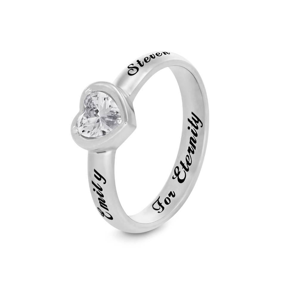 Ewigkeitsring mit Zirkonia-Herzstein - 925er Sterlingsilber-2 Produktfoto