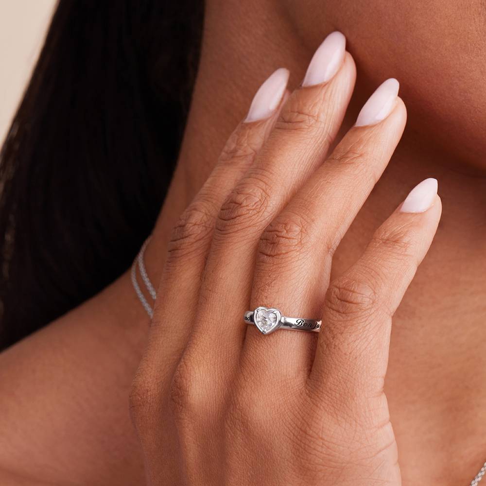 Ewigkeitsring mit Zirkonia-Herzstein - 925er Sterlingsilber-6 Produktfoto