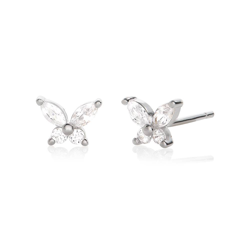 Verspielte Schmetterling-Ohrstecker mit Zirkonia - 925er Sterlingsilber-2 Produktfoto