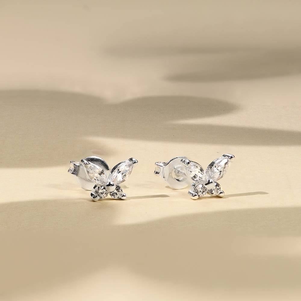 Verspielte Schmetterling-Ohrstecker mit Zirkonia - 925er Sterlingsilber-1 Produktfoto
