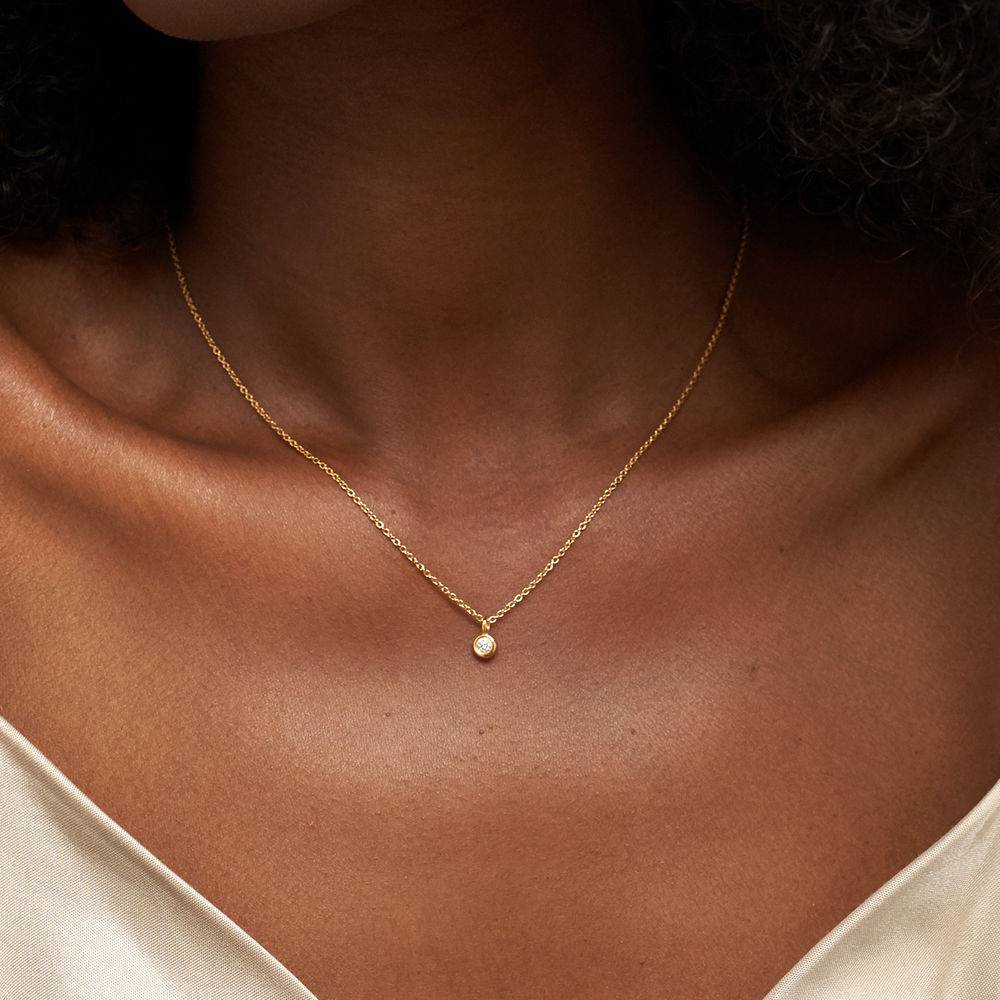 0,10 ct Solitaire Diamant-Halskette - Gold-Vermeil-4 Produktfoto