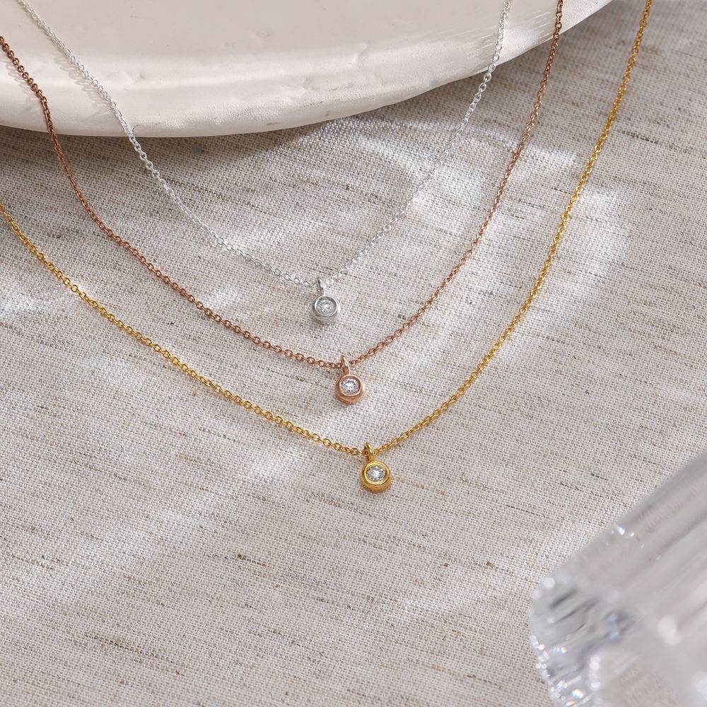 0,10 ct Solitaire Diamant-Halskette - rosévergoldetes Sterlingsilber-5 Produktfoto