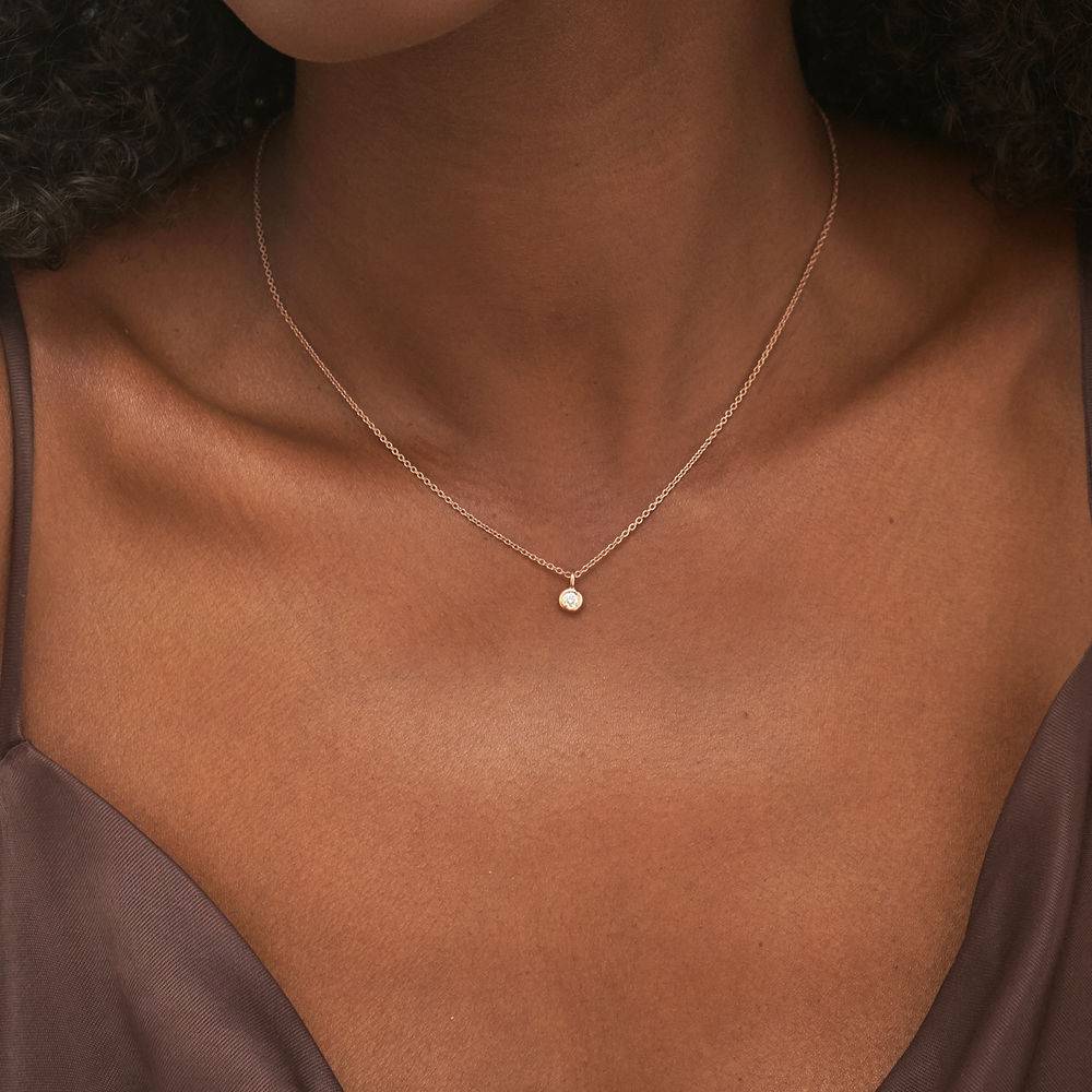 0,10 ct Solitaire Diamant-Halskette - rosévergoldetes Sterlingsilber-1 Produktfoto