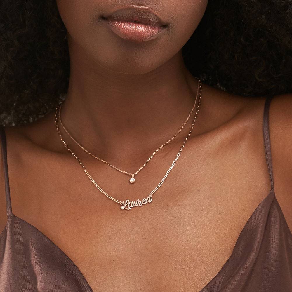 0,10 ct Solitaire Diamant-Halskette - rosévergoldetes Sterlingsilber-4 Produktfoto
