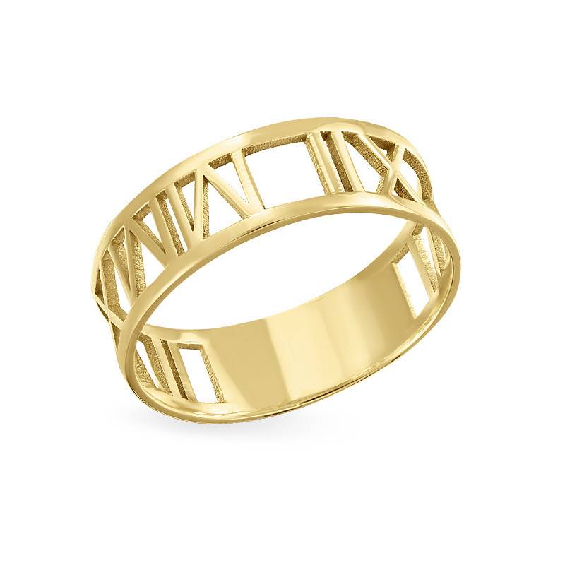 Ring mit römischen Zahlen für Frauen - 585er Gelbgold-1 Produktfoto