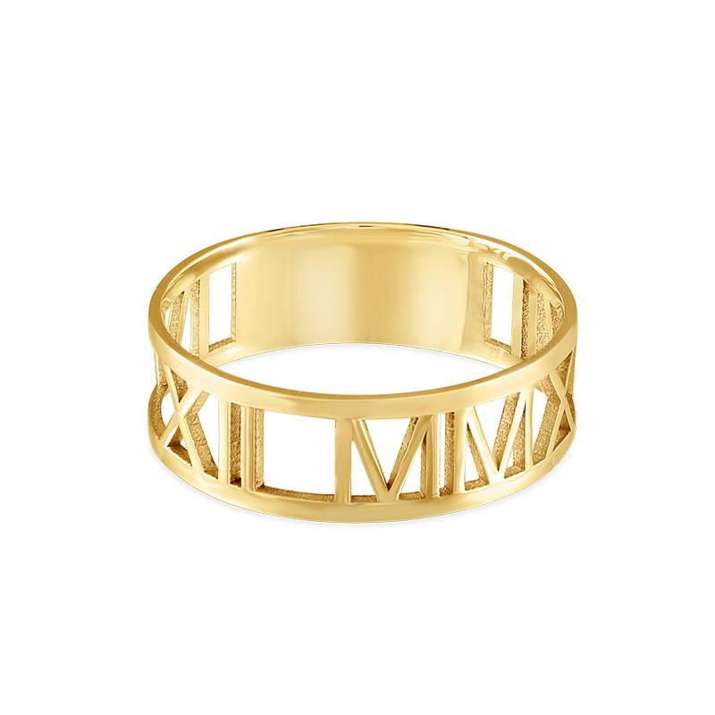 Ring mit römischen Zahlen für Frauen - 585er Gelbgold-3 Produktfoto