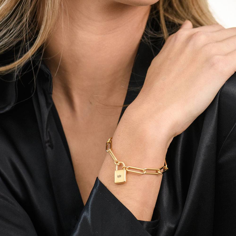Allie Vorhängeschloss Gliederarmband - vergoldetes Sterlingsilber-2 Allie Vorhängeschloss Gliederarmband - vergoldetes Sterlingsilber-2 Produktfoto