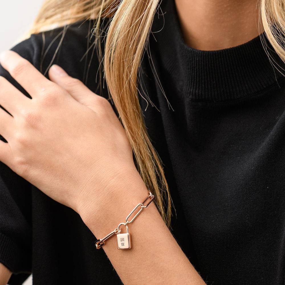 Allie Vorhängeschloss Gliederarmband - rosévergoldetes Sterlingsilber-1 Allie Vorhängeschloss Gliederarmband - rosévergoldetes Sterlingsilber-1 Produktfoto