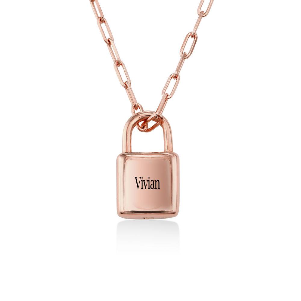 Allie Vorhängeschloss Gliederkette - rosévergoldetes Sterlingsilber-2 Produktfoto