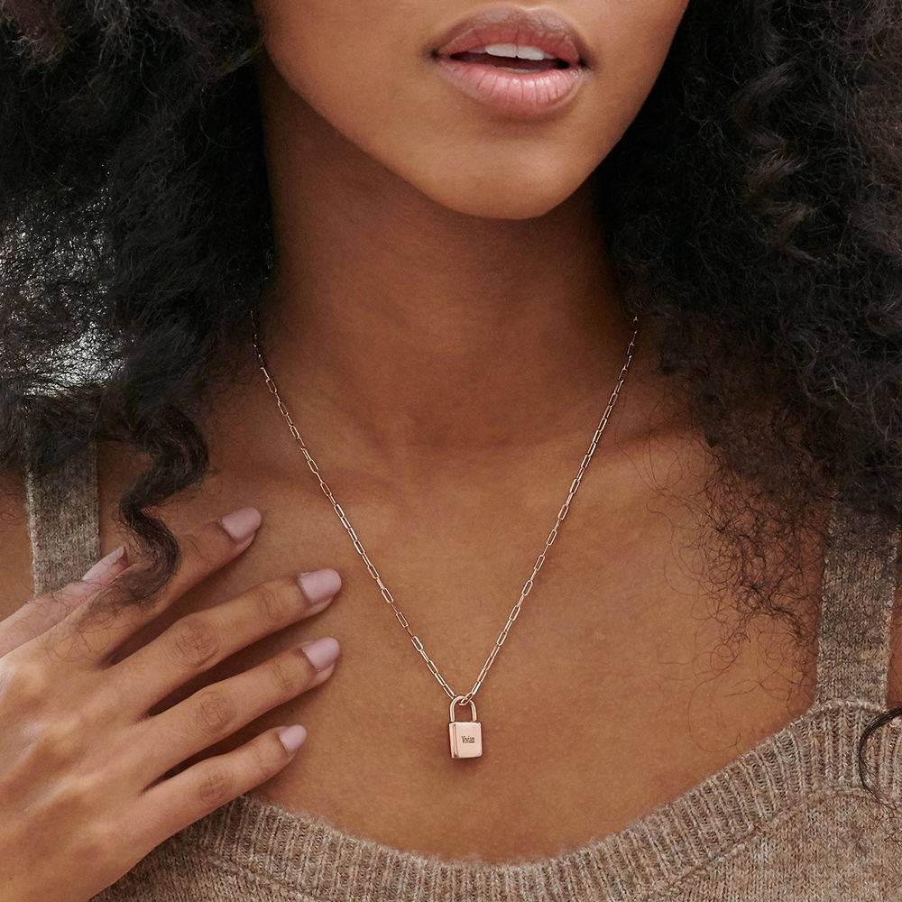 Allie Vorhängeschloss Gliederkette - rosévergoldetes Sterlingsilber-3 Produktfoto