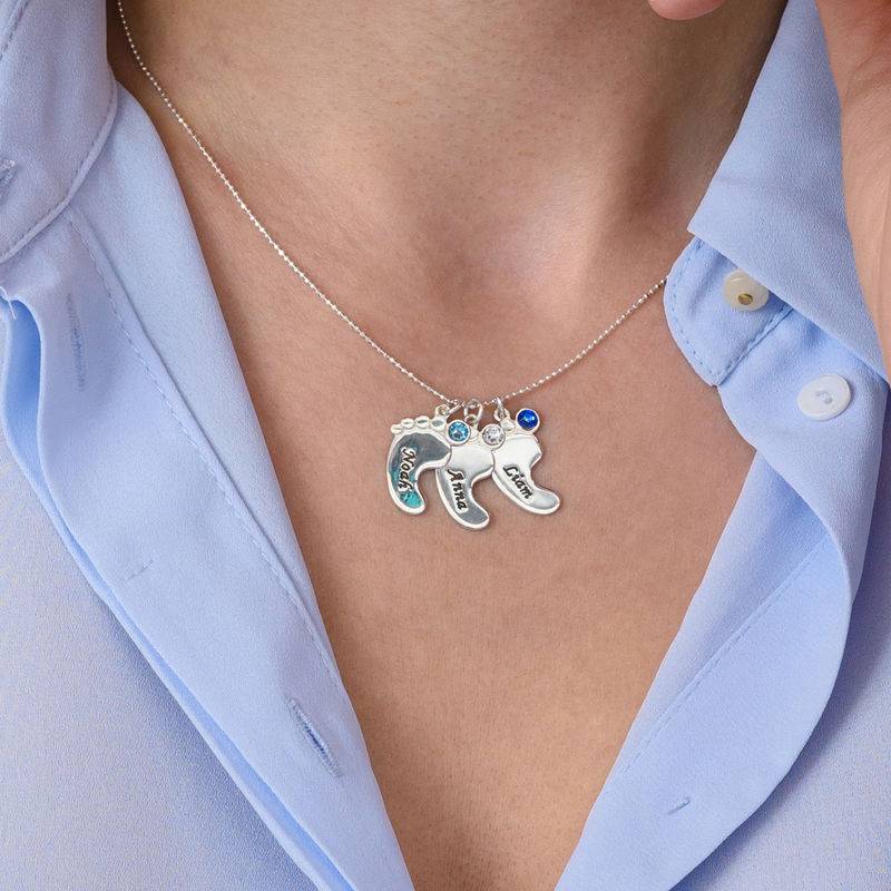 Mutterschmuck - gravierte Babyfüße-Kette mit Geburtssteinen - 417er Weißgold-4 Mutterschmuck - gravierte Babyfüße-Kette mit Geburtssteinen - 417er Weißgold-4 Produktfoto