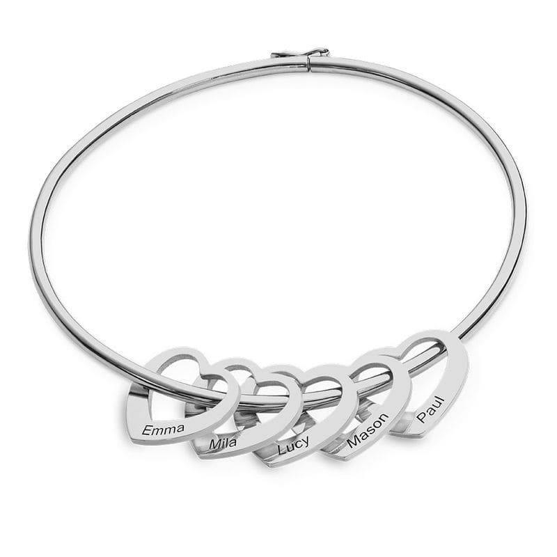 Chelsea Armreif mit Herz-Charms - Silber-1 Chelsea Armreif mit Herz-Charms - Silber-1 Produktfoto