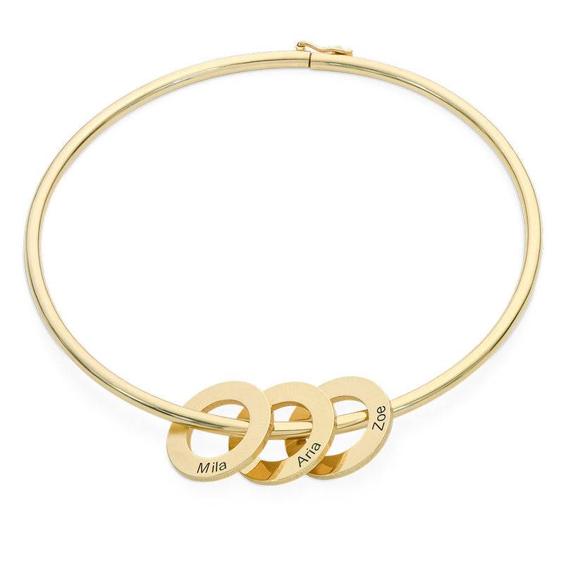 Armreif mit gravierbaren Kreis-Charms - Gold-Vermeil-4 Produktfoto