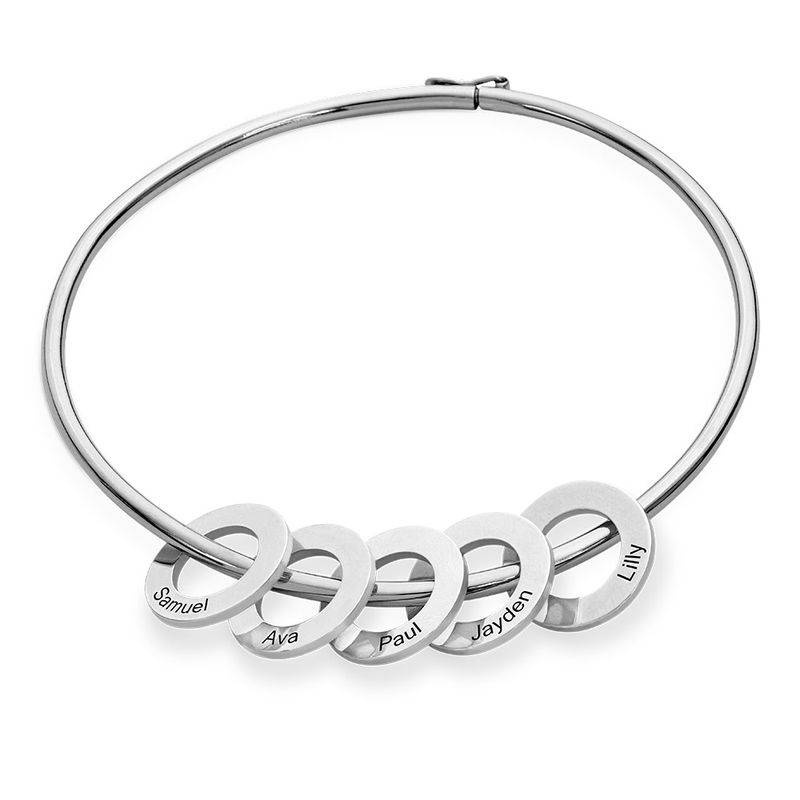 Armreif mit gravierbaren Kreis-Charms - Silber-1 Produktfoto