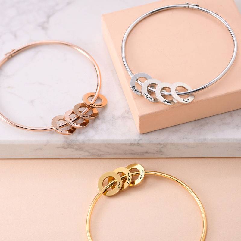 Armreif mit gravierbaren Kreis-Charms - Silber-4 Produktfoto