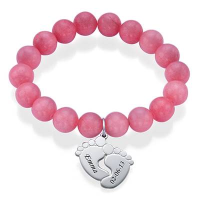 Perlenarmband mit Babyfüßen - 925er Sterlingsilber-2 Produktfoto