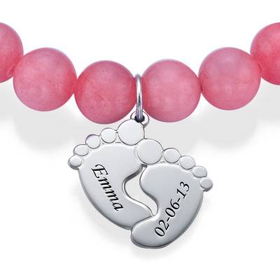 Perlenarmband mit Babyfüßen - 925er Sterlingsilber-1 Produktfoto