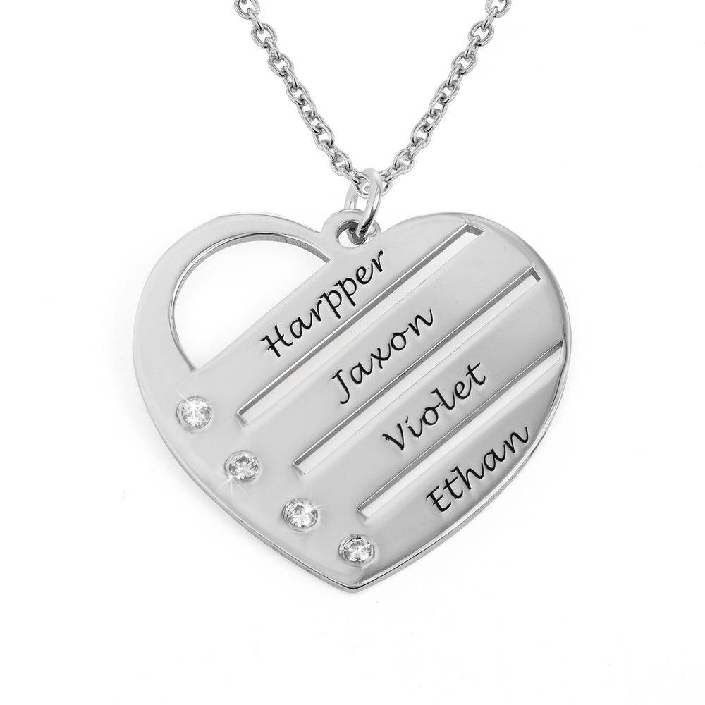 Terry Herzkette mit eingravierten Namen und Diamanten - Silber-1 Terry Herzkette mit eingravierten Namen und Diamanten - Silber-1 Produktfoto