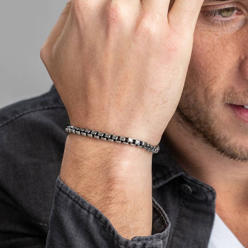 Venezianerkette-Armband für Männer - 925er schwarzes Sterlingsilber-2 Venezianerkette-Armband für Männer - 925er schwarzes Sterlingsilber-2 Produktfoto