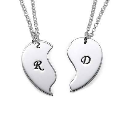 Trennbare Herzkette mit Initialengravur - 925er Sterlingsilber-2 Trennbare Herzkette mit Initialengravur - 925er Sterlingsilber-2 Produktfoto