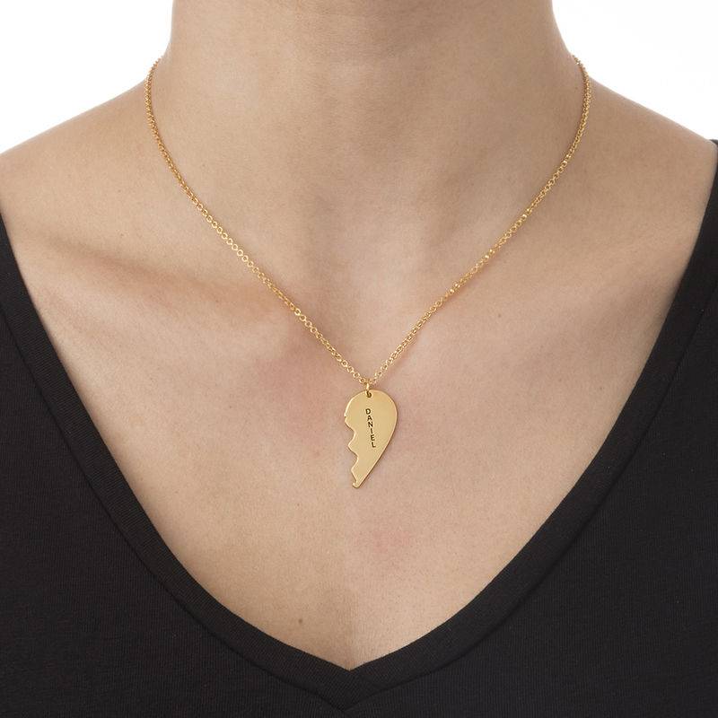 Gravierbare trennbare Herzkette für Pärchen - Gold-Vermeil-3 Produktfoto