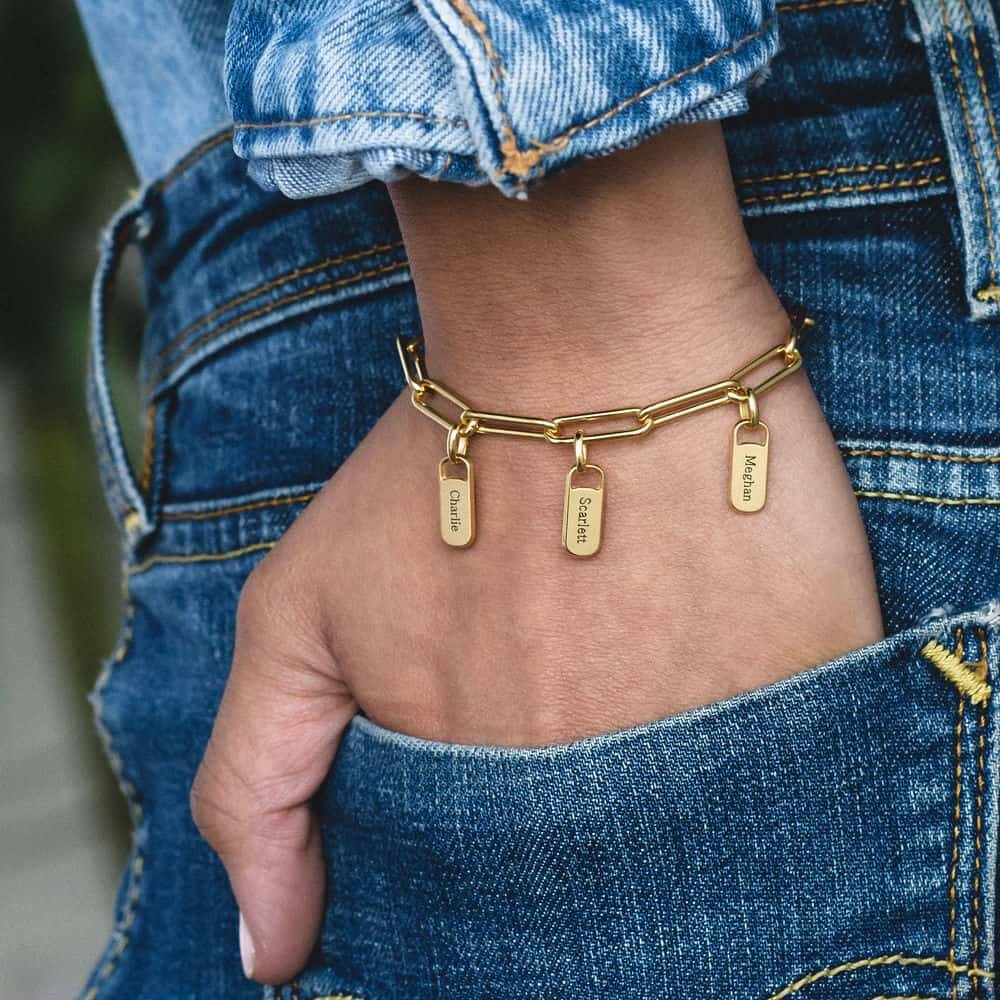Rory Gliederarmband mit gravierten Charms - 585er Gelbgold-1 Produktfoto