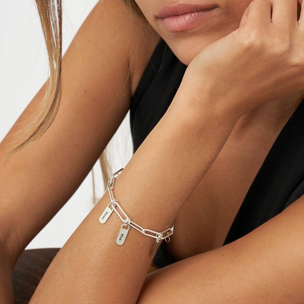 Rory Gliederarmband mit gravierten Charms - Silber-1 Rory Gliederarmband mit gravierten Charms - Silber-1 Produktfoto