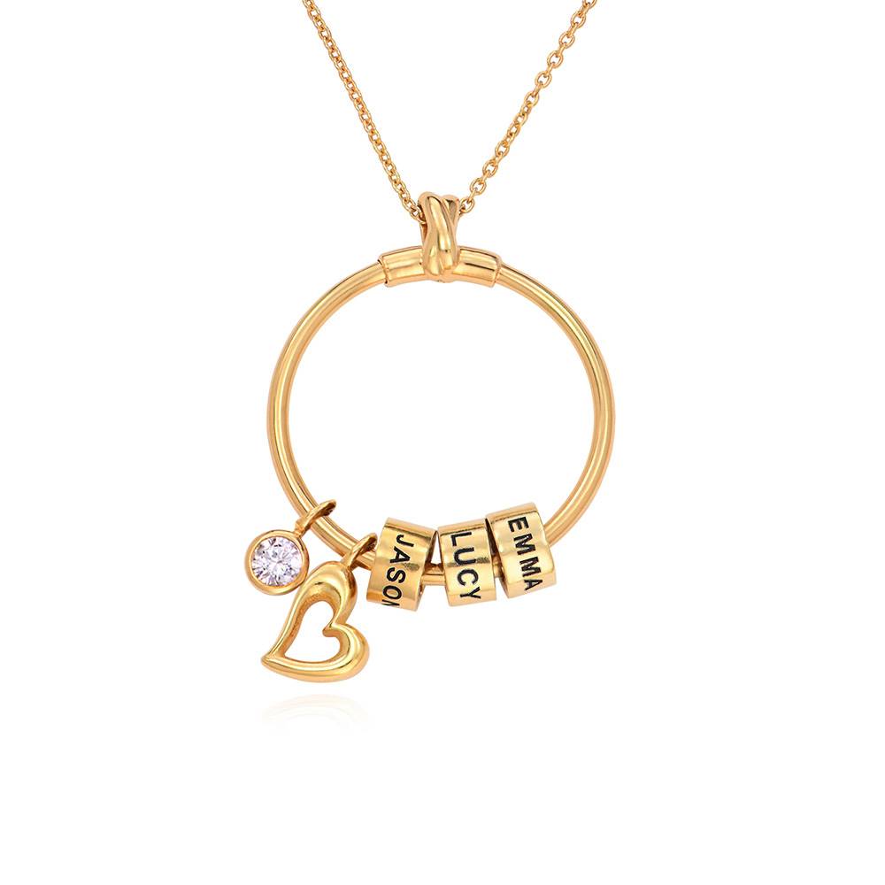 Linda Kreisanhänger-Kette mit gravierten Beads - vergoldetes Sterlingsilber-1 Produktfoto