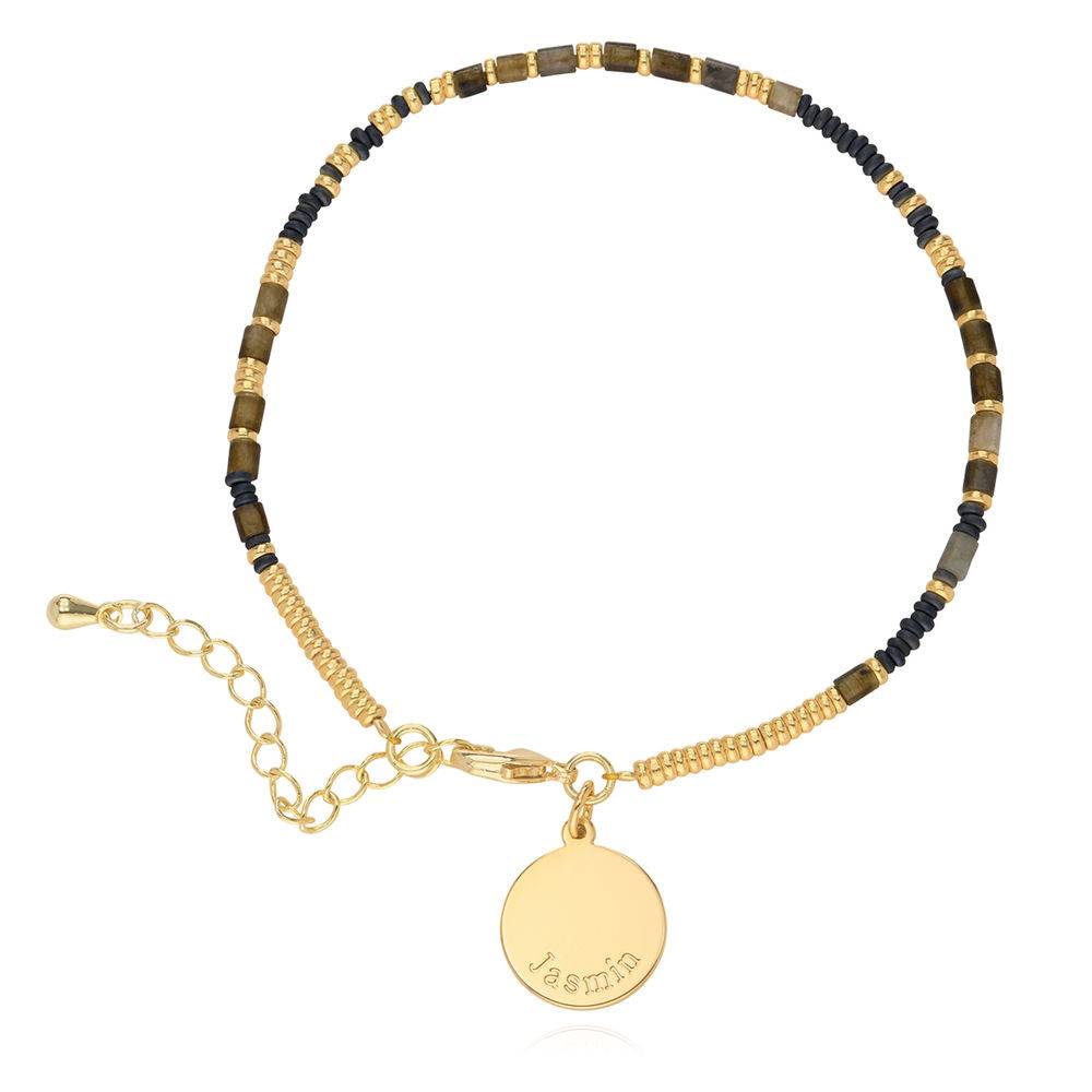 Cocoa Perlenarmband / Fußkettchen mit graviertem Anhänger - vergoldetes Sterlingsilber-5 Cocoa Perlenarmband / Fußkettchen mit graviertem Anhänger - vergoldetes Sterlingsilber-5 Produktfoto