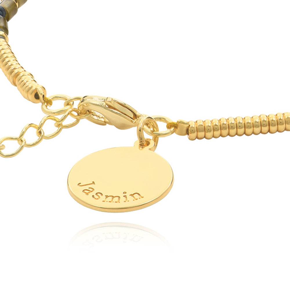 Cocoa Perlenarmband / Fußkettchen mit graviertem Anhänger - vergoldetes Sterlingsilber-3 Cocoa Perlenarmband / Fußkettchen mit graviertem Anhänger - vergoldetes Sterlingsilber-3 Produktfoto