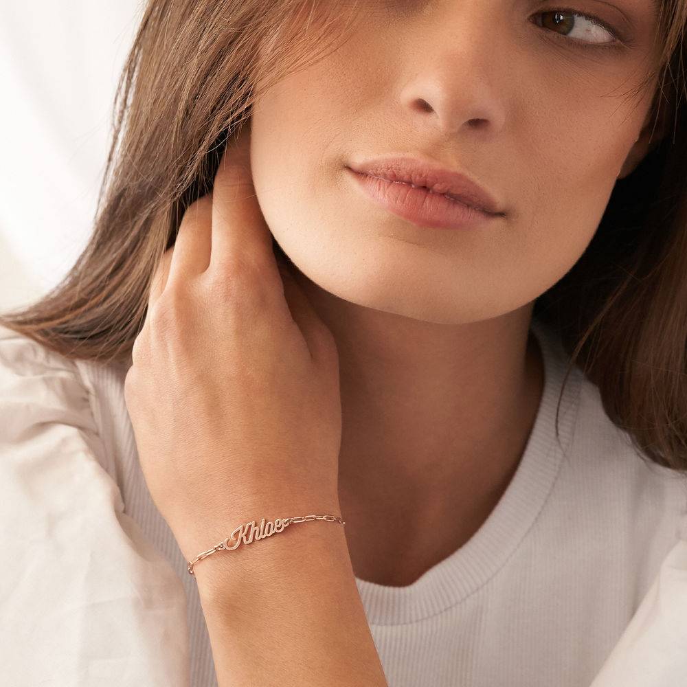 Namens-Gliederarmband / Fußkettchen - rosévergoldetes Sterlingsilber-3 Namens-Gliederarmband / Fußkettchen - rosévergoldetes Sterlingsilber-3 Produktfoto