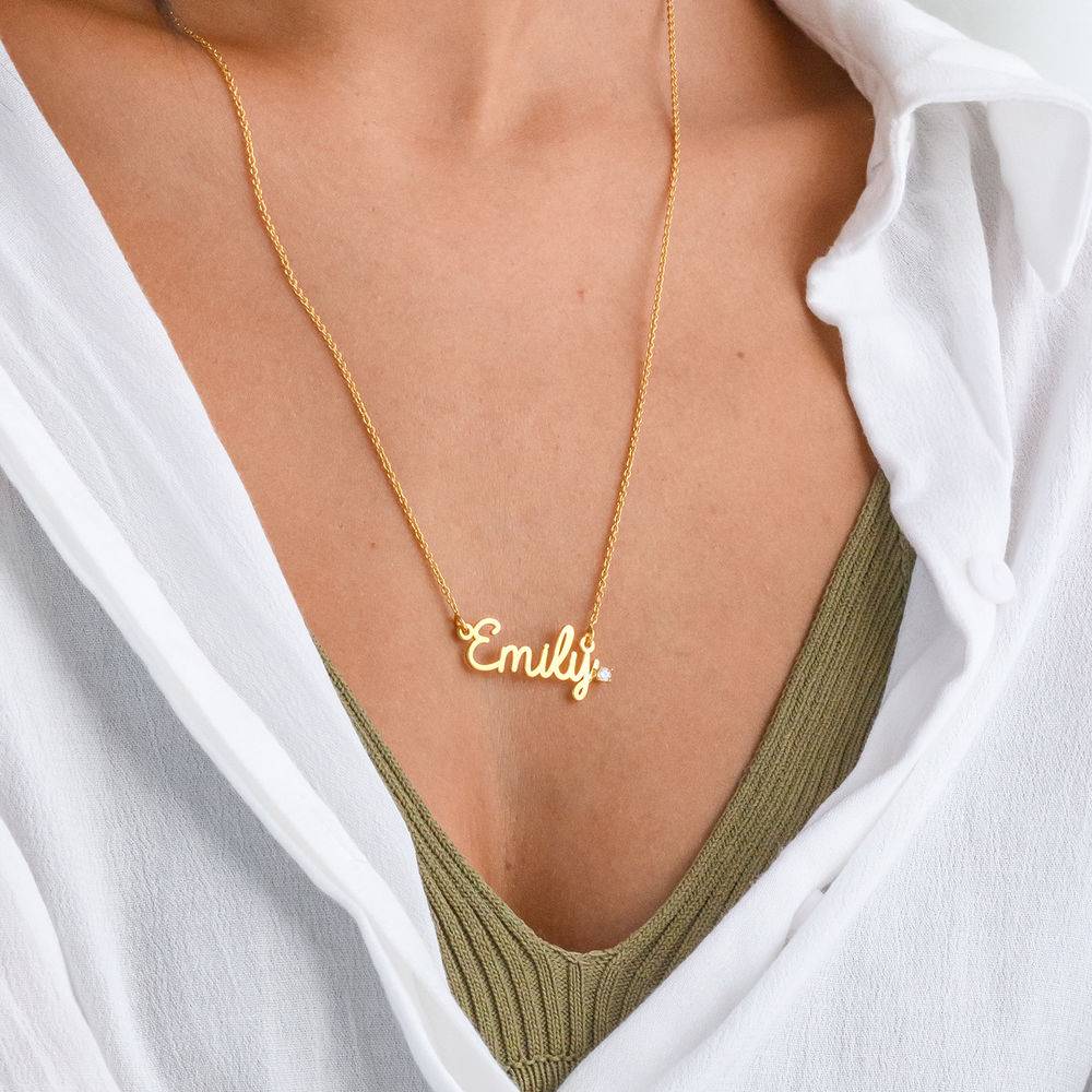 Kursive Namenskette mit Diamant - Gold-Vermeil-1 Produktfoto