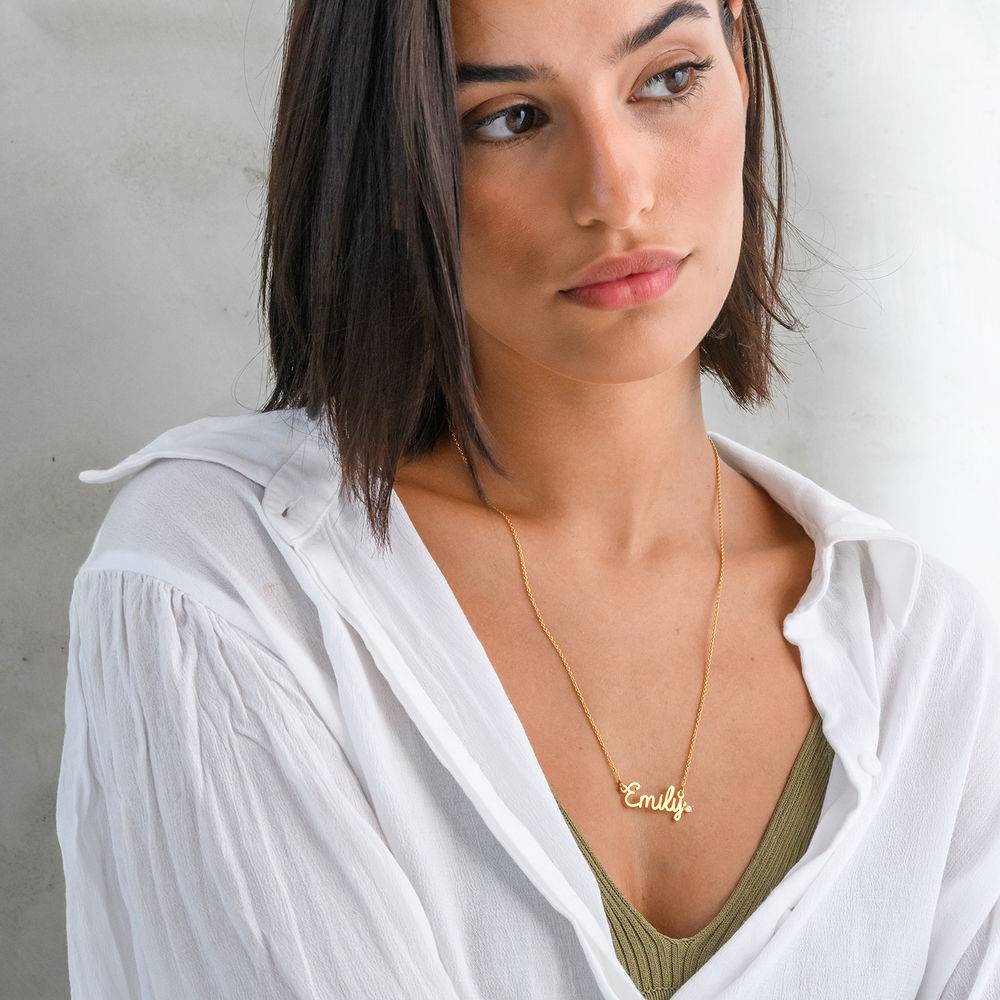Kursive Namenskette mit Diamant - Gold-Vermeil-2 Produktfoto