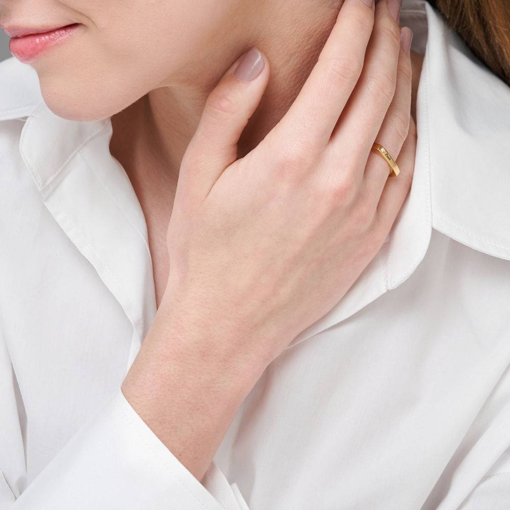 Iris quadratischer Ring mit Namen und Diamanten - Gold-Vermeil-1 Produktfoto