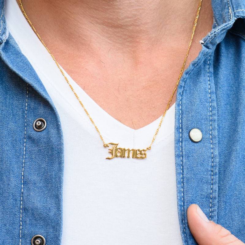 Gotische Unisex Namenskette - vergoldetes Sterlingsilber-3 Produktfoto
