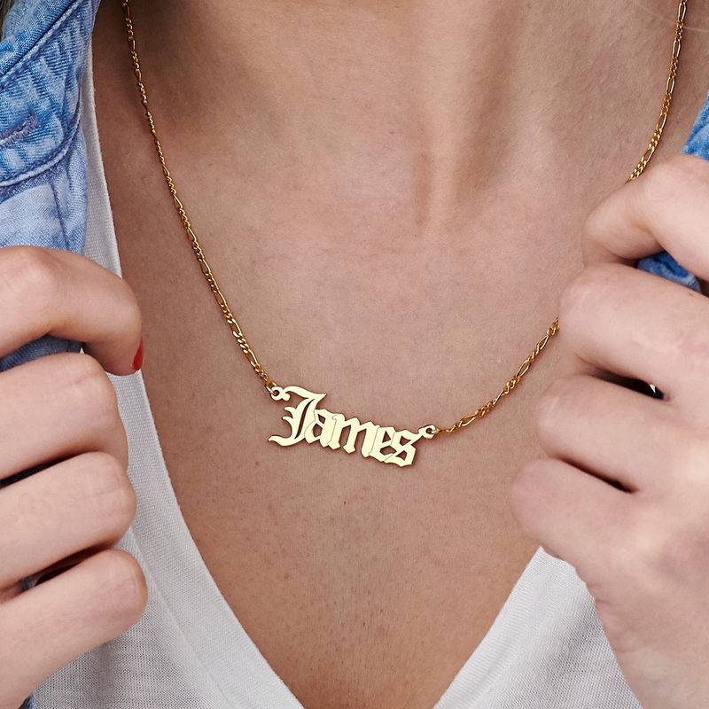 Gotische Unisex Namenskette - vergoldetes Sterlingsilber-6 Produktfoto