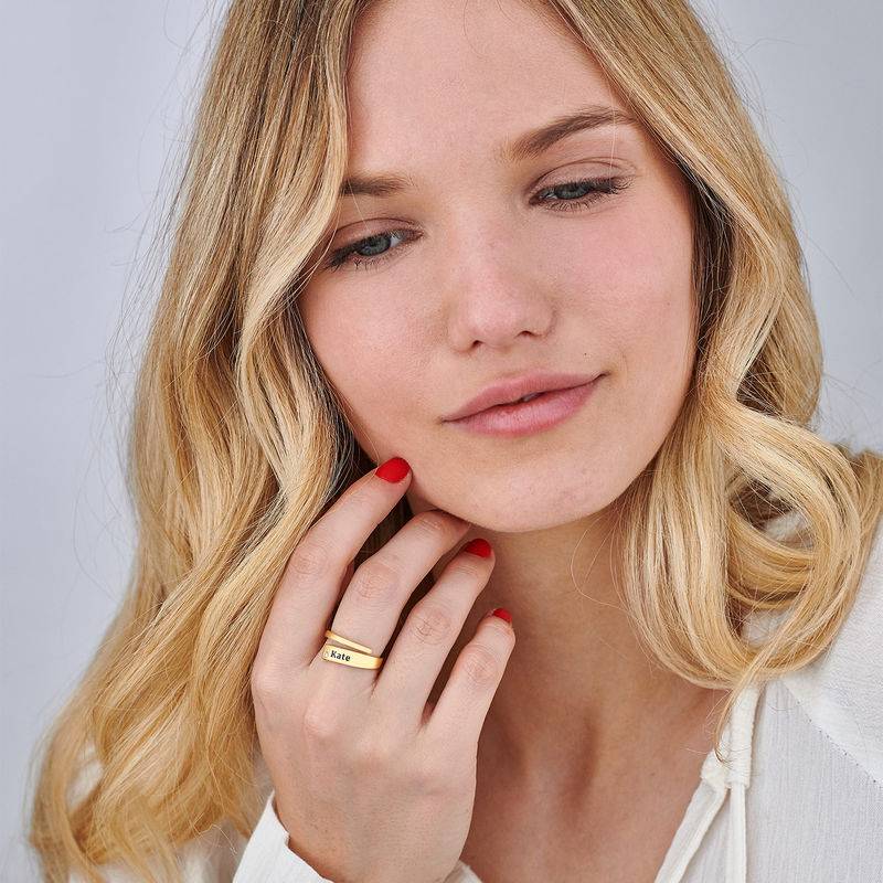 Personalisierter Namensring mit Diamant - 750er vergoldetes Silber-1 Produktfoto
