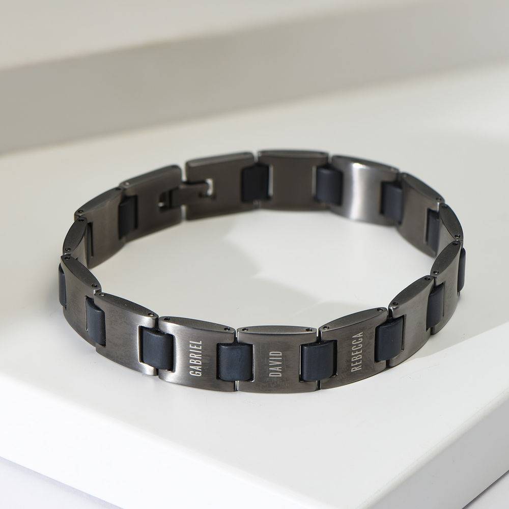 Edge Herrenarmband - schwarzer Edelstahl-4 Produktfoto
