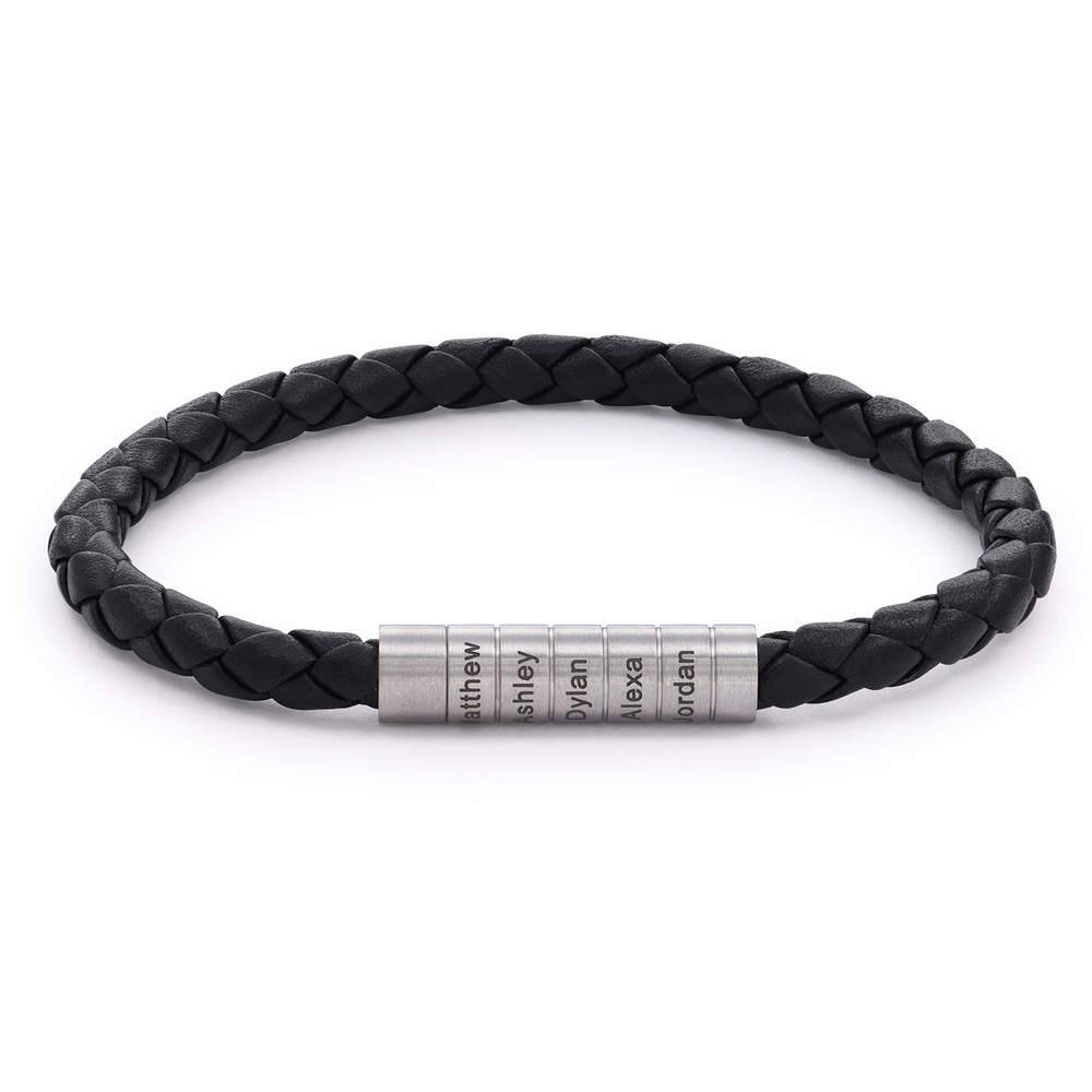 Nevada geflochtenes schwarzes Lederarmband für Männer-1 Produktfoto